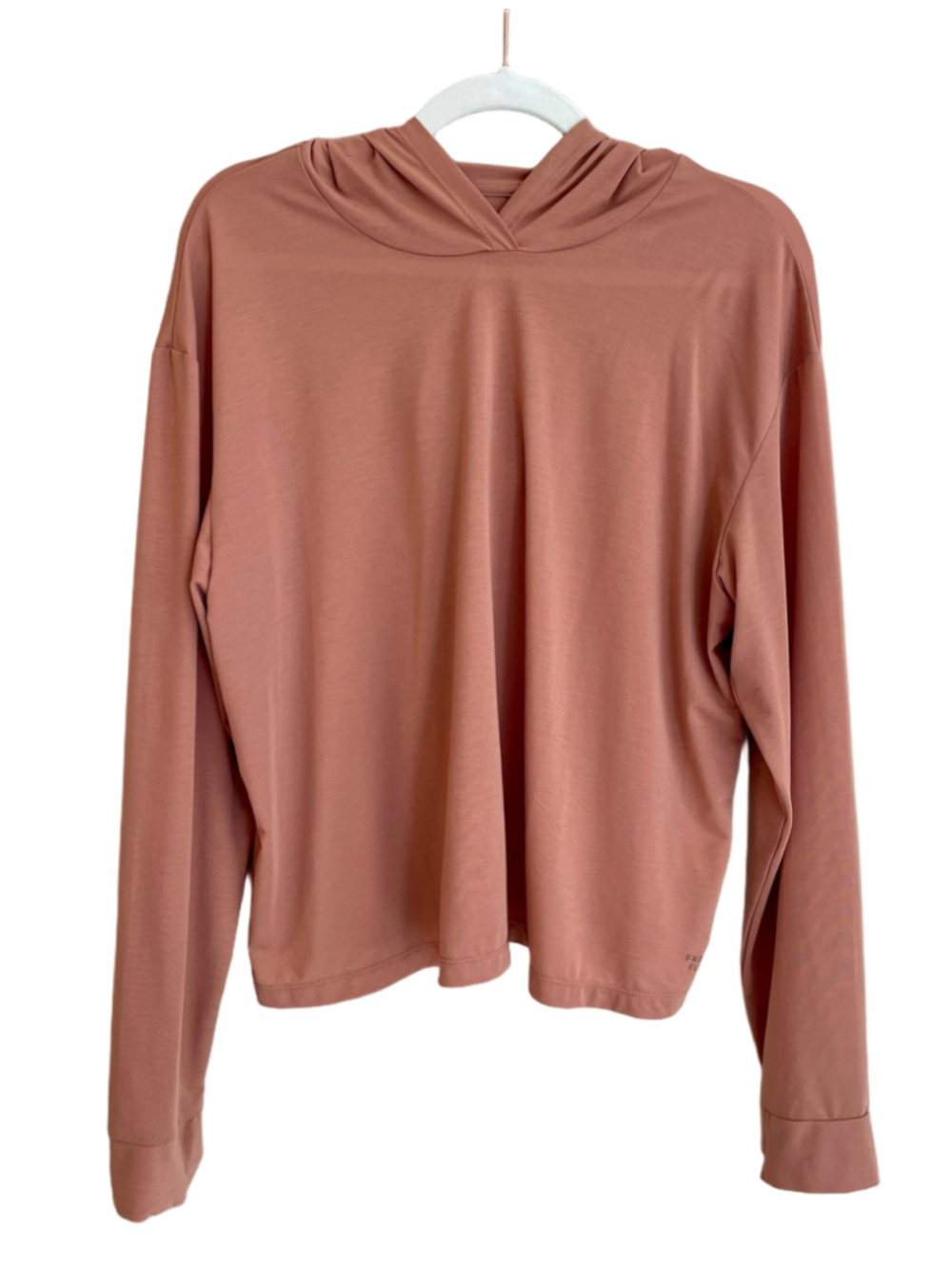 Free Fly Bamboo Lightweight Cropped Hoodie Women L Coral Peach NWOT UPF 20